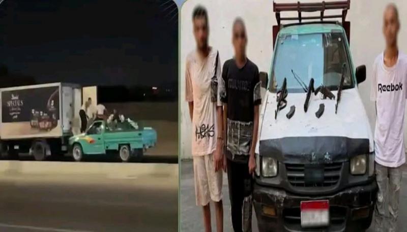 النيابة تقوم بالتحفظ على أسلحة ومضبوطات في قضية سرقة سيارة نقل بالصحراوي